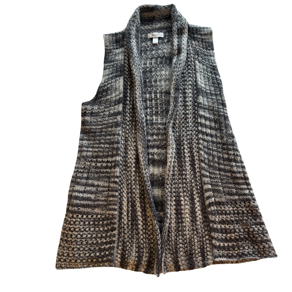 Cable Knit Eclectic Grandpa Sweater Vest -The Dress Barn-Black, Gray & Off White